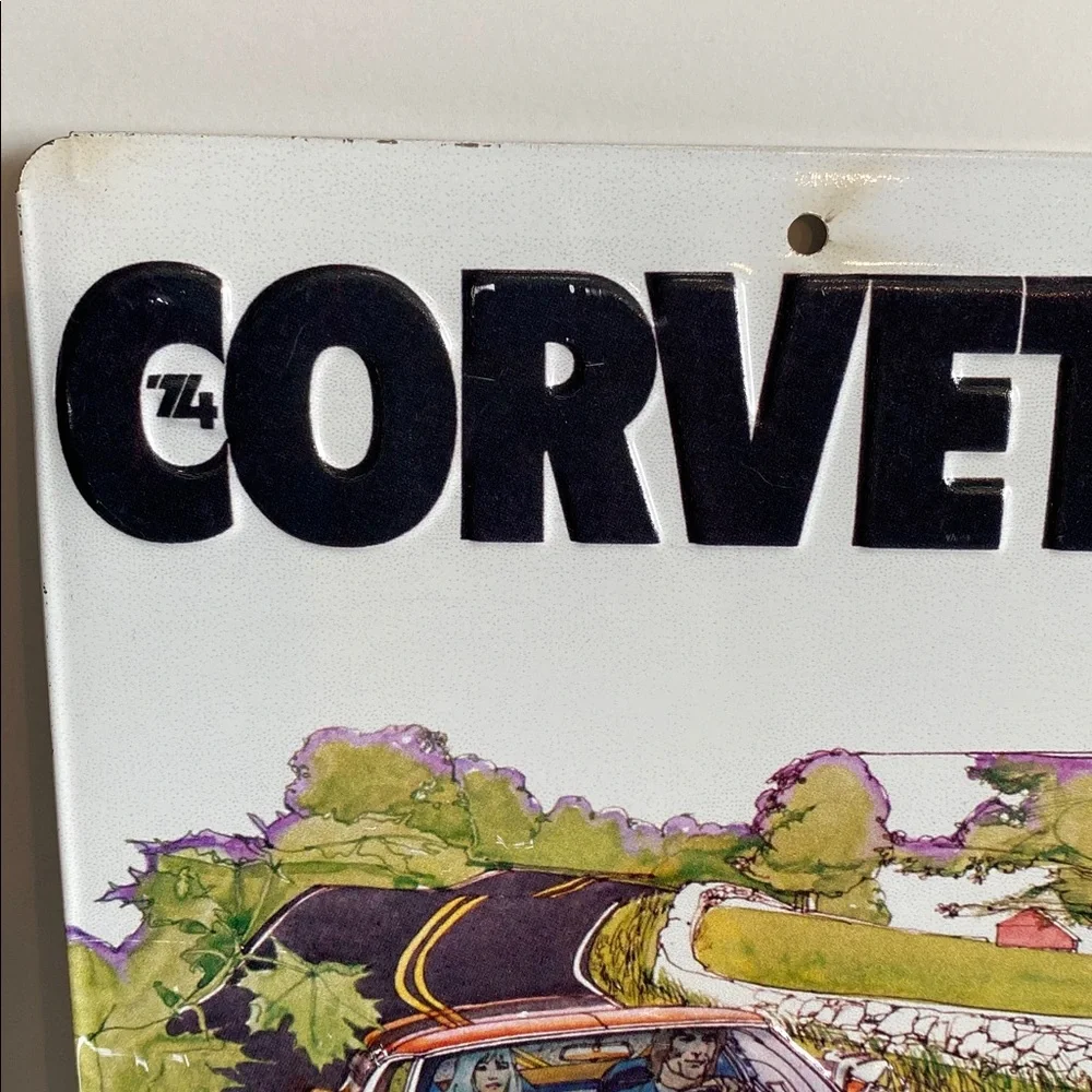 Corvette 1974 Vintage-Style Chevrolet Image Metal Car Sign New Garage Art